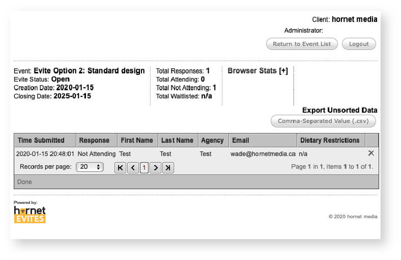 Sample RSVP system